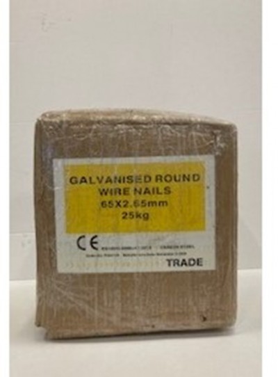 25kg box 65mm x 2.65 galvanised round head na