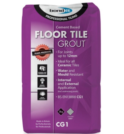 bond it floor tile grout 3kg box of 5 - grey